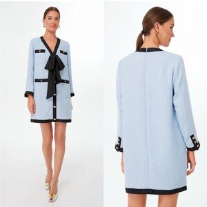 Tuckernuck Pomander Place blue coco tweed bow old money preppy mini dress